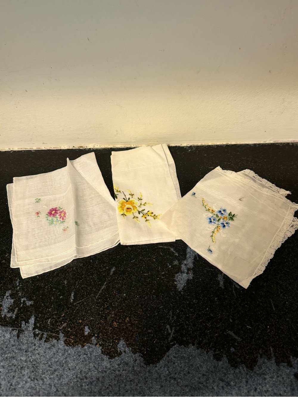 Vintage Burmel Embroidered Handkerchiefs set of 3